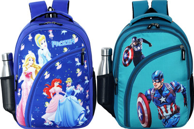 Gloft Kids SuperHero Cartoon Backpack Bags for School/Tution/Picnic Waterproof Backpack(Blue, Light Blue, 22 L)