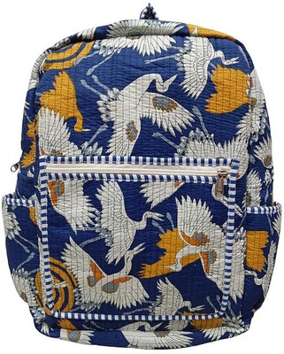 DORAYA Unisex Hand Block Floral Printed Design Stylish Eco-Friendly Bag 10 L Backpack(Blue)