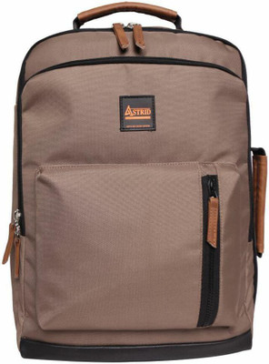 ASTRID Multicompartment Rectangle Backpack Medium Size With Laptop Compartment 18 L Backpack(Beige)
