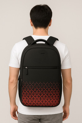 AQSA ENTERPRISE Trendy Black Backpack with Red Geometric Print | Travel, Office & College Bag 35 L Laptop Backpack(Red, Black)