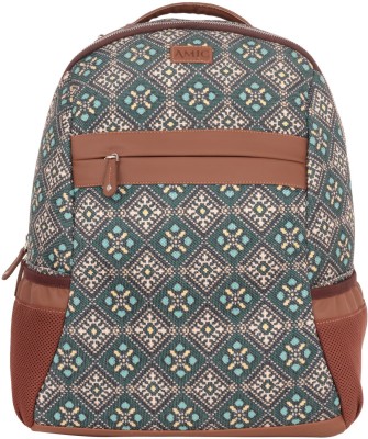 Amic Women Jute Printed Handcrafted Office, College Handbag 18 L Backpack(Green)