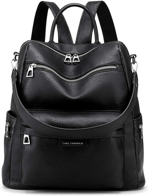 JAISOM Small 18 L Laptop Backpack Purse Travel Vintage PU Leather Bag For Women 7 L Backpack(Black)