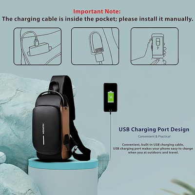 life friends Black Shoulder Bag Chest Bag Fashionable Large Capacity Crossbody Shoulder Bag Water-Proof Design