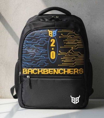 saracreation School Bag Unisex Adult Backbencher 2.O Edition Black Bag 2 Secret Pockets, 35 L Laptop Backpack(Black, Yellow)