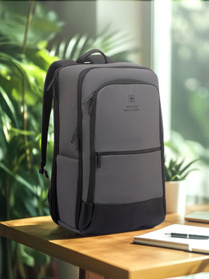 SWISS MILITARY Onyx Multi-Utility Water Resistant Bag with 2 Compartments, Anti-Theft Pocket 22 L Backpack(Grey)