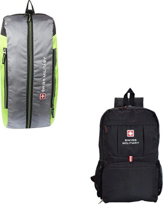 SWISS MILITARY Combo Pack of Duffle Cum BackPack and Black Casual Backpack (LBP23+BP6) 31 L Laptop Backpack(Grey, Black, Green) SWISS MILITARY Combo Pack of Duffle Cum BackPack and Black Casual Backpack (LBP23+BP6) 31 L Laptop Backpack(Grey, Black, Green)