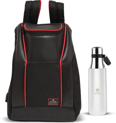 SWISS MILITARY Laptop Backpack, Separate Compartment to Keep Files & Folder USB Charging Port 17 L Laptop Backpack(Black)