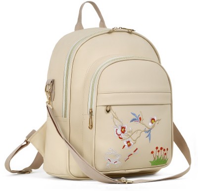 qivee 2024 New Hiran Embroidered Style Oxford Small Capacity Women's Bag 10 L Backpack(White)