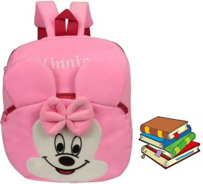 Bluemoon Pink Minnie Best Velvet School Bag For Nursery Kids, Age 2 To 5 Plush Bag (10 L) 10 L Backpack(Pink, White)