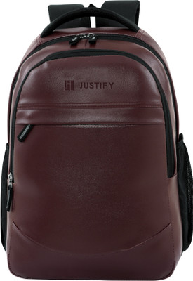 Justify Classic Leather Unisex Bag Office/School/College/Business 28 L Laptop Backpack(Brown)