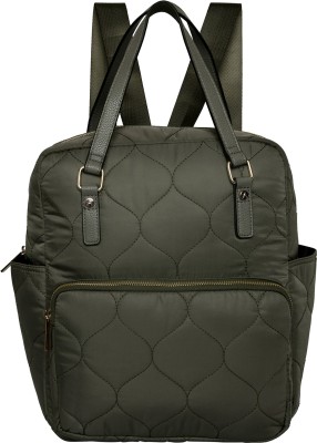 ACCESSORIZE LONDON Women's Faux Leather Khaki New Nylon Emmy Backpack 40 L Backpack(Multicolor)