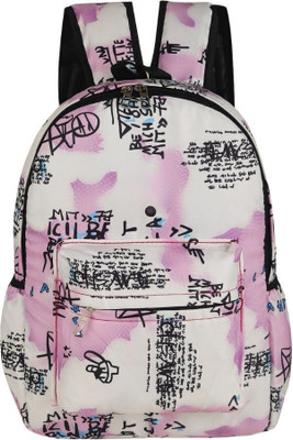 TOTTICA Trendy Pink & White Printed Backpack for School, College & Travel 25 L Backpack(White)