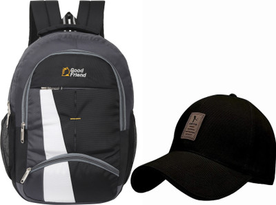 Good Friend Water Resistant College/Office/School/Travel/Unisex Bag & Sports Men's Cap 36 L Laptop Backpack(Black)
