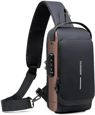 SVULINT Stylish Unisex Waterproof Anti-theft CrossBody Bag With Password Zipper Lock 5 L Backpack(Black)