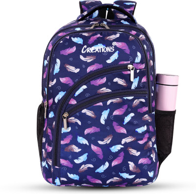 NAVELA Stylish Feather Print Backpack for Girls ,Boys| Lightweight School & College Bag 30 L Laptop Backpack(Blue)