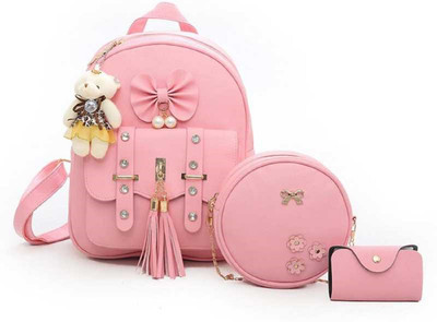 INAXA-Stylish-Cute-Mini-3PCS-Combo-Set-For-Girls-5-L-Backpack-Pink