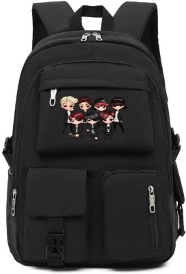 BTS Imported Bags for Girl School Kpop Bangtan Theme Prints Casual Bag For Girls 28 L Laptop Backpack(Black)