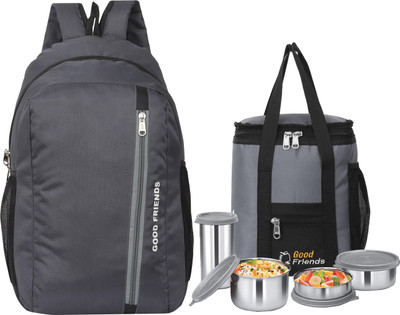 Good Friend Good Friends Office/School/Travel/College Bag & Lunch Bag For Boys & Girls 25 L Backpack(Grey)