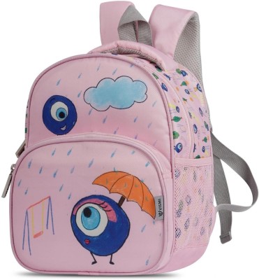 VISMIINTREND Cute Evil Eye School Bag Backpack for Kids Boys & Girls | Rakhi Gifts for Kids 15 L Backpack(Pink, Grey)