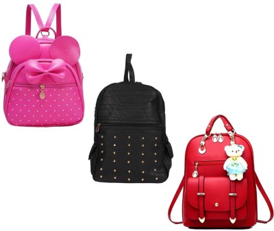 QUASHIMI COLLECTION BP-16-pnk-2in1+blk-kk+red-crn-pithu-cmbo 6 L Backpack(Pink, Black, Red)