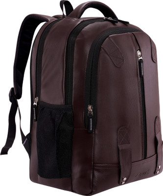 ZERUS PU Leather School Backpack Brown with Laptop Bag for Men Women Boys & Girls 35 L Trolley Laptop Backpack(Brown)
