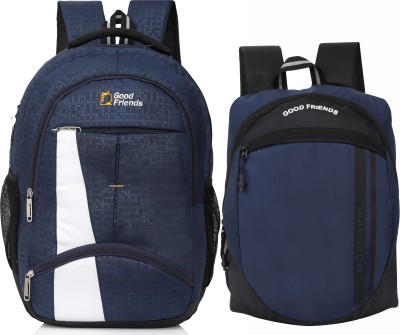 GOOD FRIENDS Lightweight Office Bag/School Bag/College Bag/Business Bag Pack Of 2 35 L Laptop Backpack(Blue)