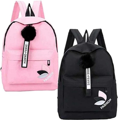 HouseOfCommon Girls Trendy & Stylish Backpacks Combo 15 L Backpack(Pink, Black)