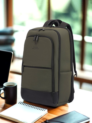 SWISS MILITARY Onyx Multi-Utility Water Resistant Bag with 2 Compartments, Anti-Theft Pocket 22 L Backpack(Black)