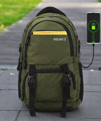 HOLME'S For School Bag/College Bag/For Unisex With USB Port And Rain Cover (1001) 40 L Laptop Backpack(Green)