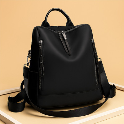 Dayalaxmi Fashion Trendy women’s backpack handbag with a sleek black design with zipper detailing 15 L Backpack(Black)