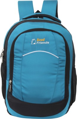 GOOD FRIENDS Waterproof Backpack for Boys Girls Office School College Teens & Students Waterproof School Bag(Light Blue, Black, 35 L)