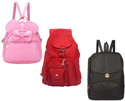 QUASHIMI COLLECTION BP-19-bb-pnk-2in1+red-cmra+blk-psh-lck-pithu-cmbo 6 L Backpack(Pink, Red, Black)