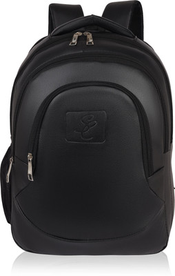 SEE-CRAFT Leather 25 L Laptop Backpack(Black)