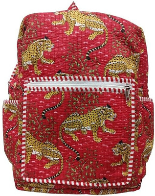 DORAYA Unisex Hand Block Floral Printed Design Stylish Eco-Friendly Bag 10 L Backpack(Red)