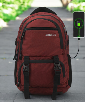 HOLME'S For School Bag/College Bag/For Unisex With USB Port And Rain Cover (1001) 40 L Laptop Backpack(Maroon)
