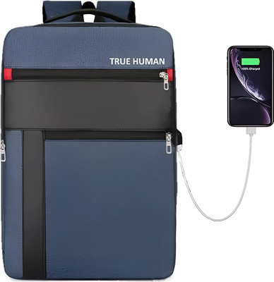 True Human Multi-purpose backpack With USB charging Port 28 L Backpack(Blue)