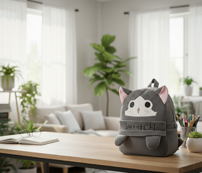 UDHNA Cartoon Cat Face Kids Backpack – SweetChi Soft Toy Bag 12 L Backpack(Black)