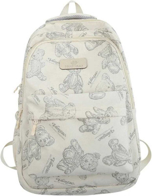 WALSON Laptop Backpack Bear Face Printed Casual Backpack for College & Office 30 L Backpack(White)