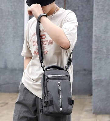 keskriva Black Hand-held Bag Bag cross Sling Men Messenger Bag Nylon Waterproof Bag with USB Charging