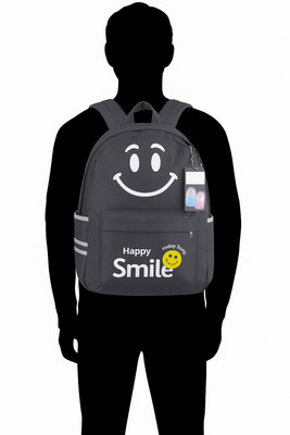 QLBY Happy Smile Bag Backpack for Girls/ Medium 25L Backpack Kids Bag 25 L Backpack(Grey)