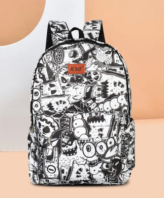 CARRYMET Stylish printed backpack for girls and women 30 L Backpack(White)