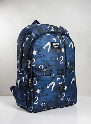 OMK COLLECTION SUPER KIDS Text Print Stylish School/ Travel/ Bag/Backpack for Boys and Girls 36 L Laptop Backpack(Blue)