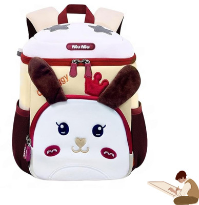 Arizuul Plush dog ears bag for preschool 3D dog backpack 14 L Backpack(White)