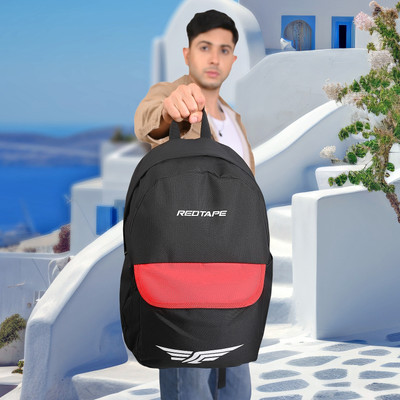 RED TAPE Black Red Boys & Unisex Polyester Backpack | School, College & Office Bag 23 L Laptop Backpack(Black)