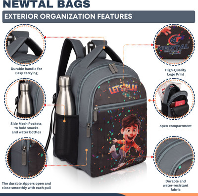 newtal Boy's Backpack Bag In Grey Color 20 L Backpack(Grey)
