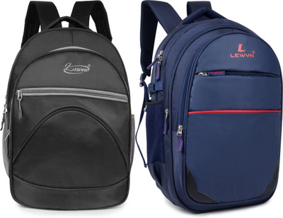 LEWYN Casual Bag With Rain Cover For School/Collage/Office Waterproof 25 L Laptop Backpack(Black, Blue)