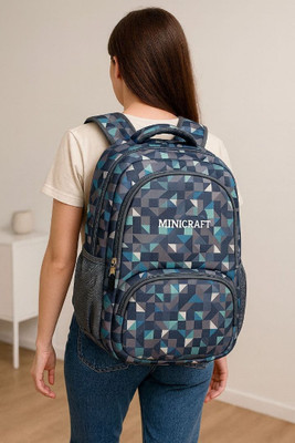 Minicraft Girls Boys Backpack Coaching Tuition Bag Waterproof School Bag(Grey,Blue,35L) 35 L Laptop Backpack(Silver)