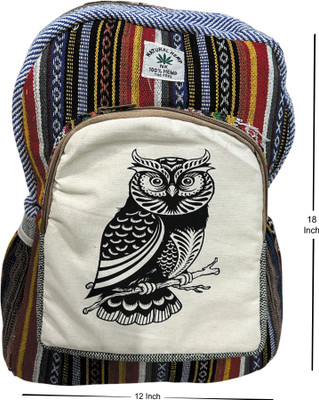 RCE Handmade Backpack with Owl Print – Eco-Friendly Boho Travel & School Bag 35 L Laptop Backpack(Multicolor)