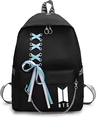 spyLove BTS Design Medium College Casual Tuition Fashionable For Girls 15 L Backpack(Black)