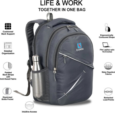 S.K.DAYNA Casual Backpack For Men and Women-Office,College and Travel Bag 35 L Trolley Laptop Backpack(Grey)